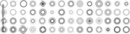 spiral lines, twisted burst, vortex, swirling line or rotating circle collection