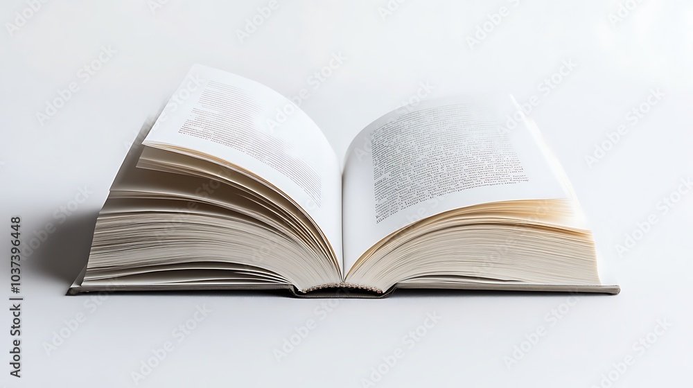 Large coffee table book lying open to a page with bright photography, isolated on a white background Large coffee table book lying open to a page with bright photography, isolated on a white background
