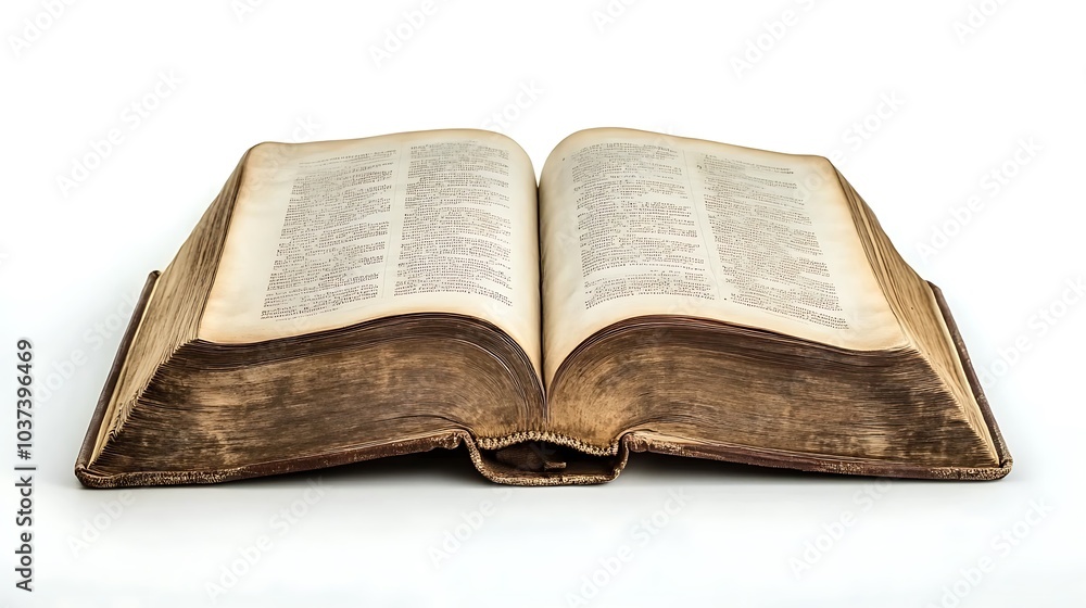 Open book lying flat with its spine facing up, isolated on a white background Open book lying flat with its spine facing up, isolated on a white background