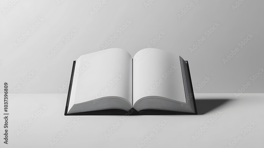 Single open book showing blank pages on a clean white background Single open book showing blank pages on a clean white background