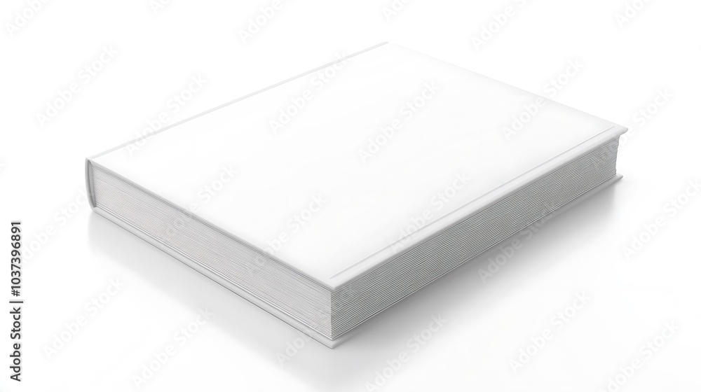 Thick novel with a blank white cover, isolated on a white background Thick novel with a blank white cover, isolated on a white background