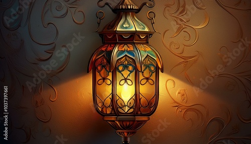 fashioned lantern on the wall with generative ai