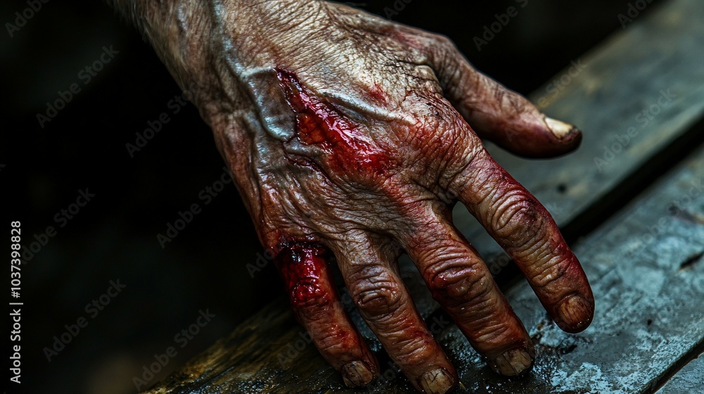 Close-up of a Bloody Hand Close-up of a Bloody Hand