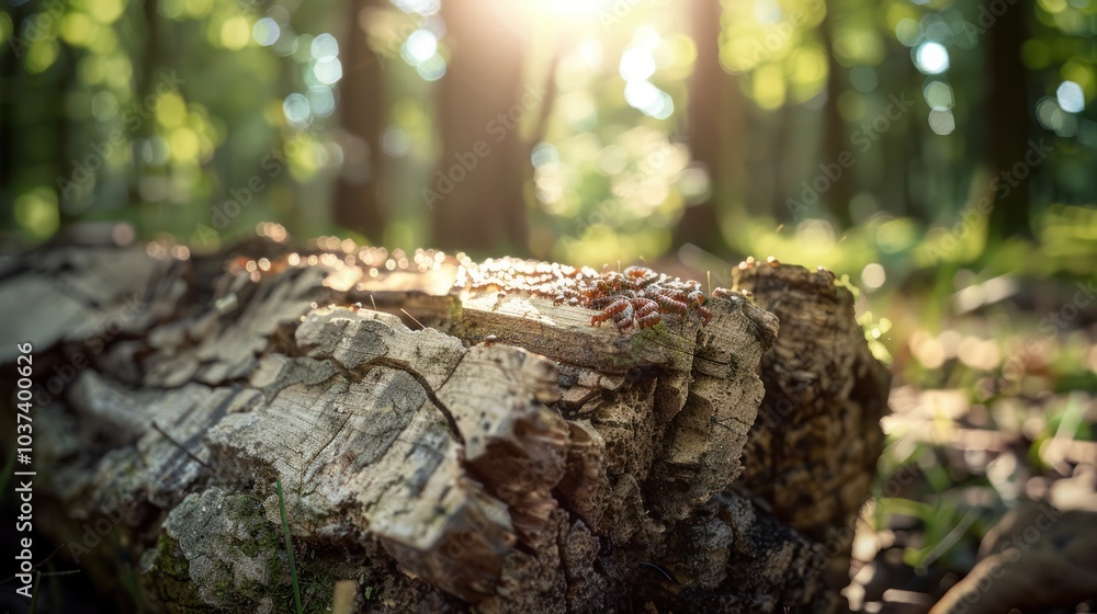 Sunlit Tree Trunk in a Forest Sunlit Tree Trunk in a Forest