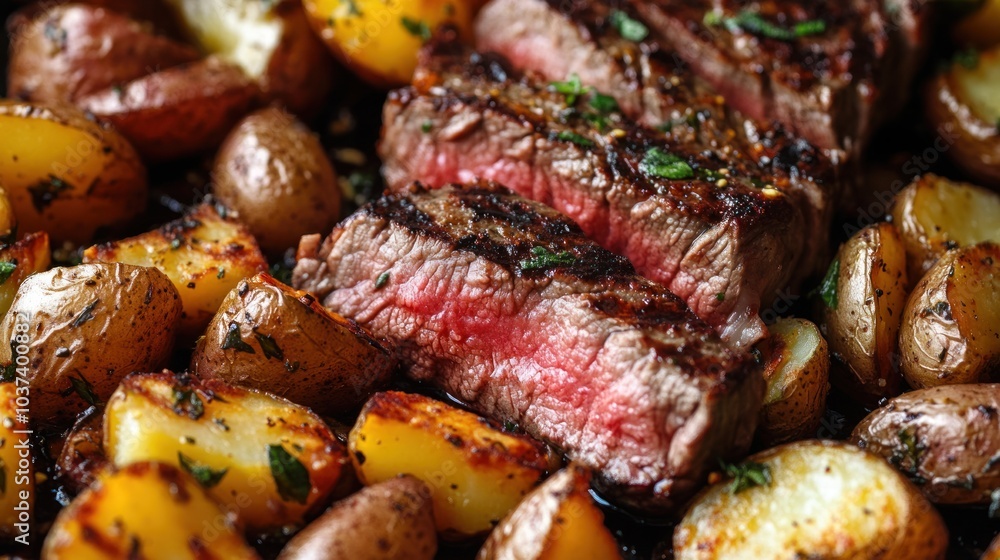 Grilled Steak with Roasted Potatoes Grilled Steak with Roasted Potatoes