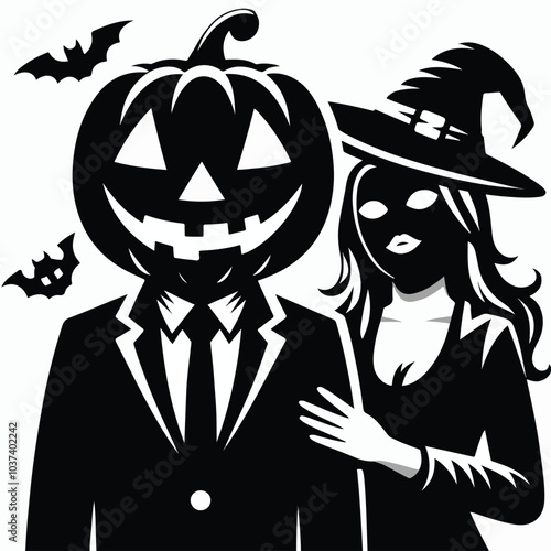 hallowen vector of man and women