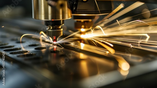 Close-up of a Laser Cutting Machine in Action