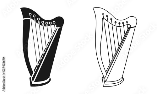 harp icon set vector illustration isolated on white background.