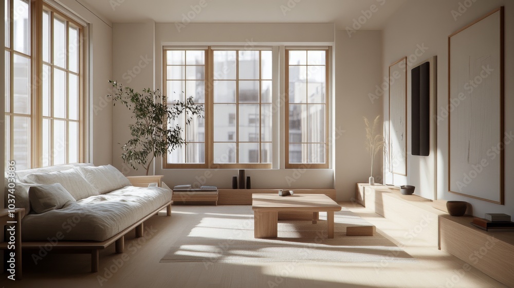 Modern Living Room with Natural Light and Minimalist Decor Modern Living Room with Natural Light and Minimalist Decor