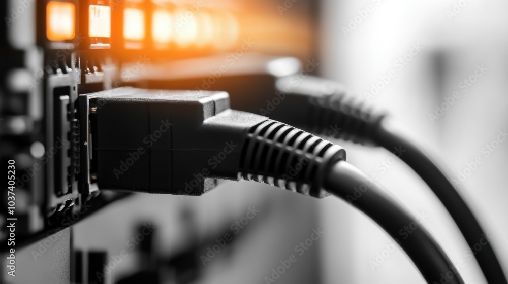 Networking Cables Connected to Server Equipment Networking Cables Connected to Server Equipment