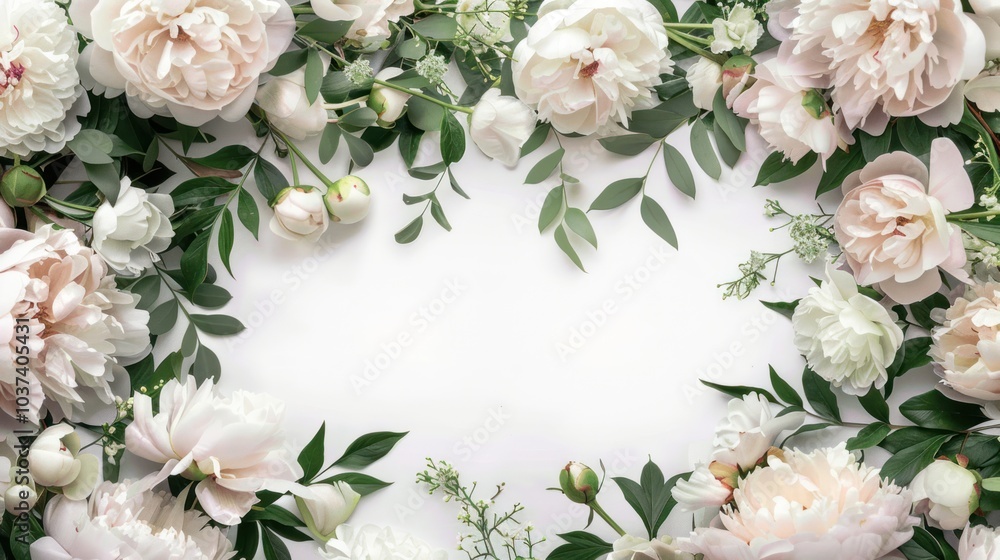 Floral Frame With Peonies Floral Frame With Peonies