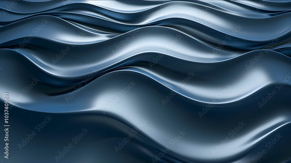 Blue Background Metal Wavy Stripes 3D Render Abstract Background Texture Blue Background Metal Wavy Stripes 3D Render Abstract Background Texture