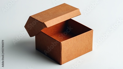 Gift box with an open lid, revealing the contents inside, on a white background photo