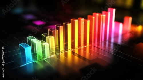 Colorful Bar Graph with Neon Effect on Dark Background