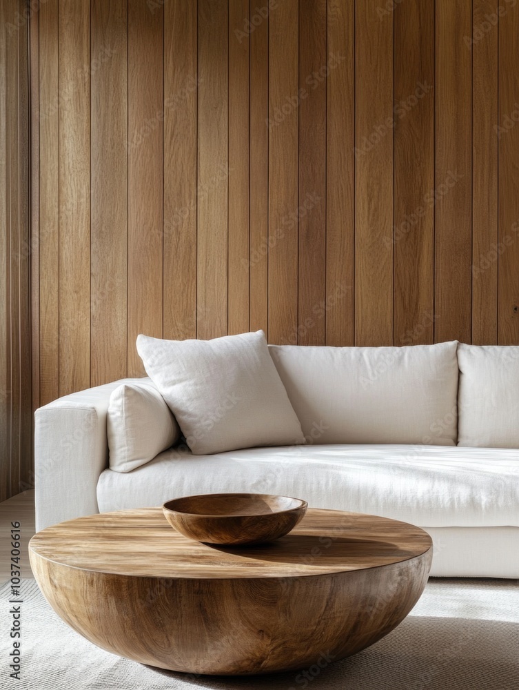 Modern Living Room with Wooden Accents Modern Living Room with Wooden Accents