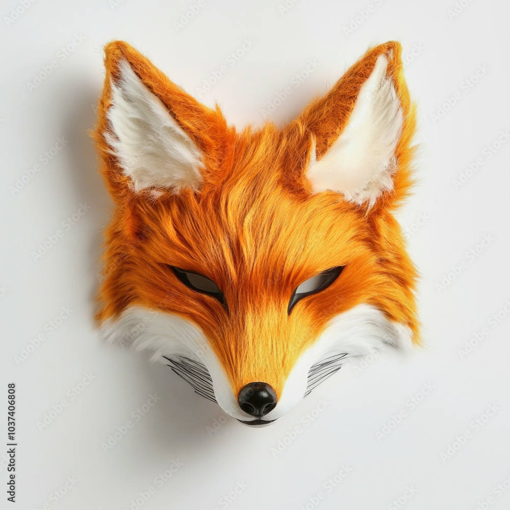 Fototapeta premium Furry half mask of a fox displayed on a white background suitable for quadrobics and subculture events
