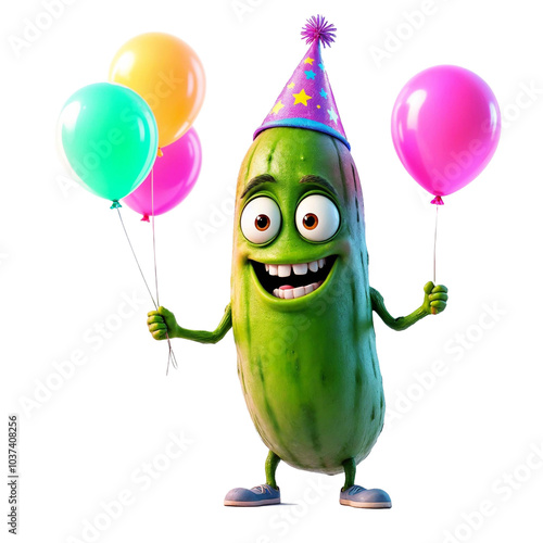 A green cartoon monster wearing a black top hat and a friendly expression isolated white background