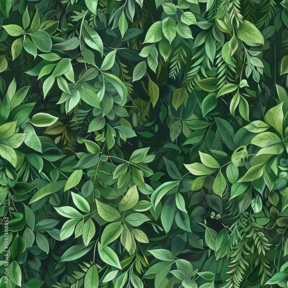 Lush Green Foliage Pattern Seamless Background for Nature Inspired Designs. Lush Green Foliage Pattern Seamless Background for Nature Inspired Designs.