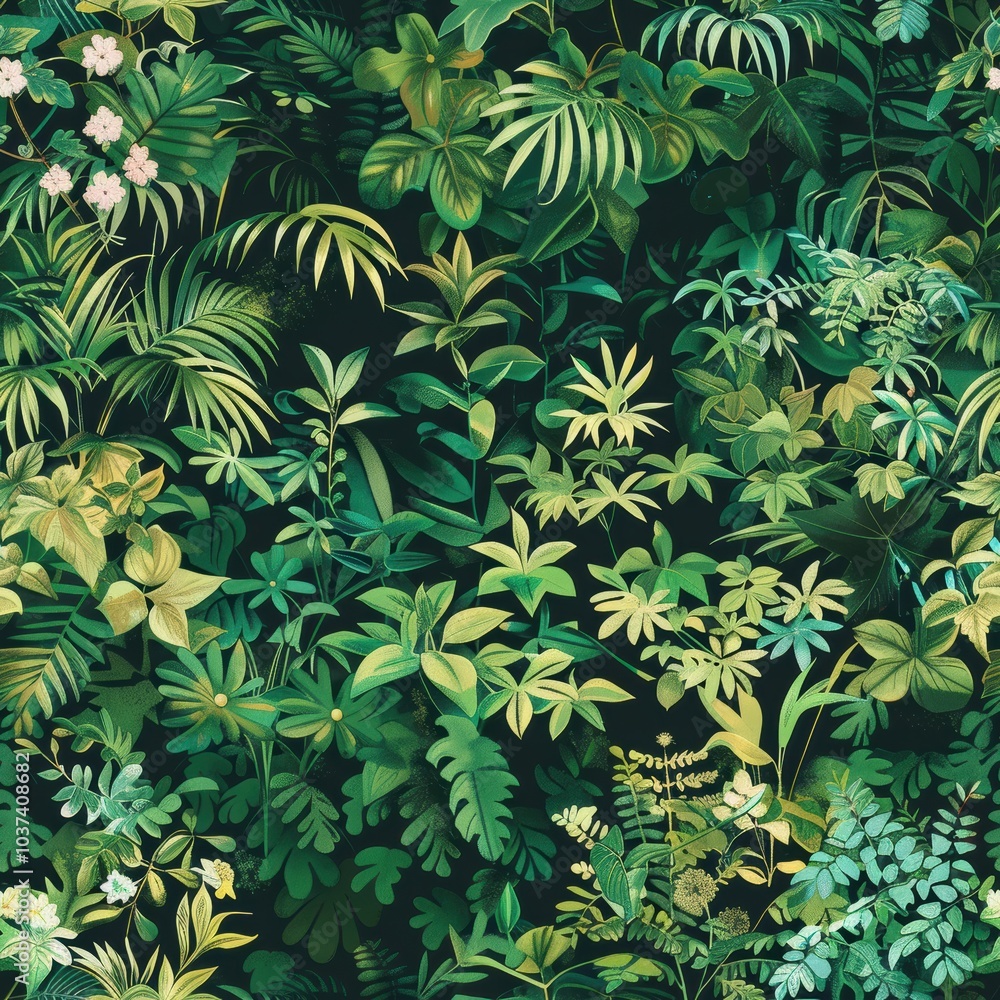 Lush Green Tropical Foliage Seamless Pattern - A Vibrant Jungle Inspired Design for Fabrics, Wallpaper, and Home Decor. Lush Green Tropical Foliage Seamless Pattern - A Vibrant Jungle Inspired Design for Fabrics, Wallpaper, and Home Decor.