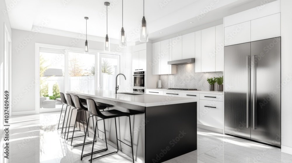 Modern Bright Kitchen with Sleek Design and Natural Light Modern Bright Kitchen with Sleek Design and Natural Light