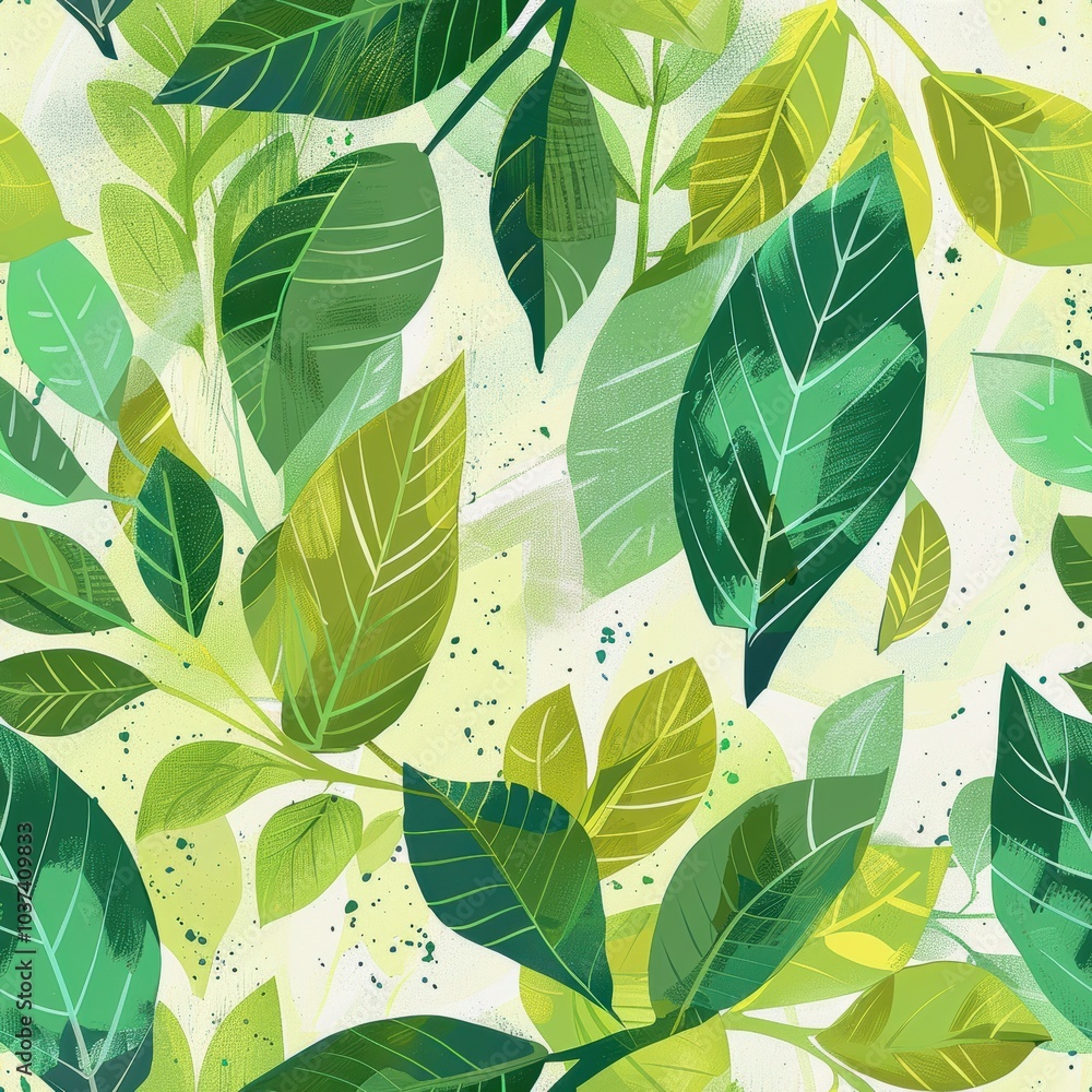 Vibrant Green Leaves Seamless Pattern for Digital Prints and Textile Design. Vibrant Green Leaves Seamless Pattern for Digital Prints and Textile Design.