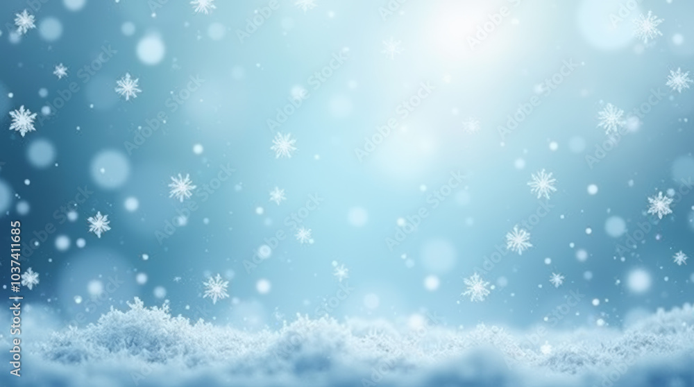 Fototapeta premium Winterhimmel als Hintergrund mit schwebenden Schneeflocken