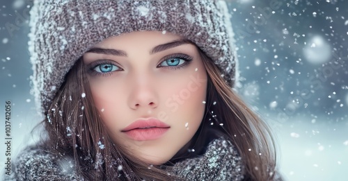 Winter textured photo mask effect. AI generated illustration.