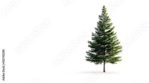 Obraz na płótnie Tall cedar tree with dense foliage standing alone on a white background w salonie