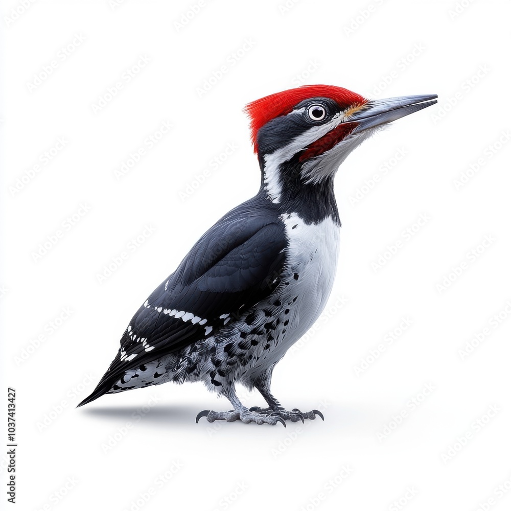 Fototapeta premium Koyram Pileated Woodpecker on White Background