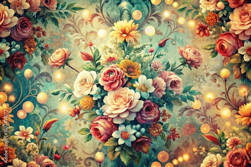Wallpaper Mural Vintage Floral Pattern Wallpaper with Bokeh Effect for Elegant Home Decor and Textile Design Torontodigital.ca