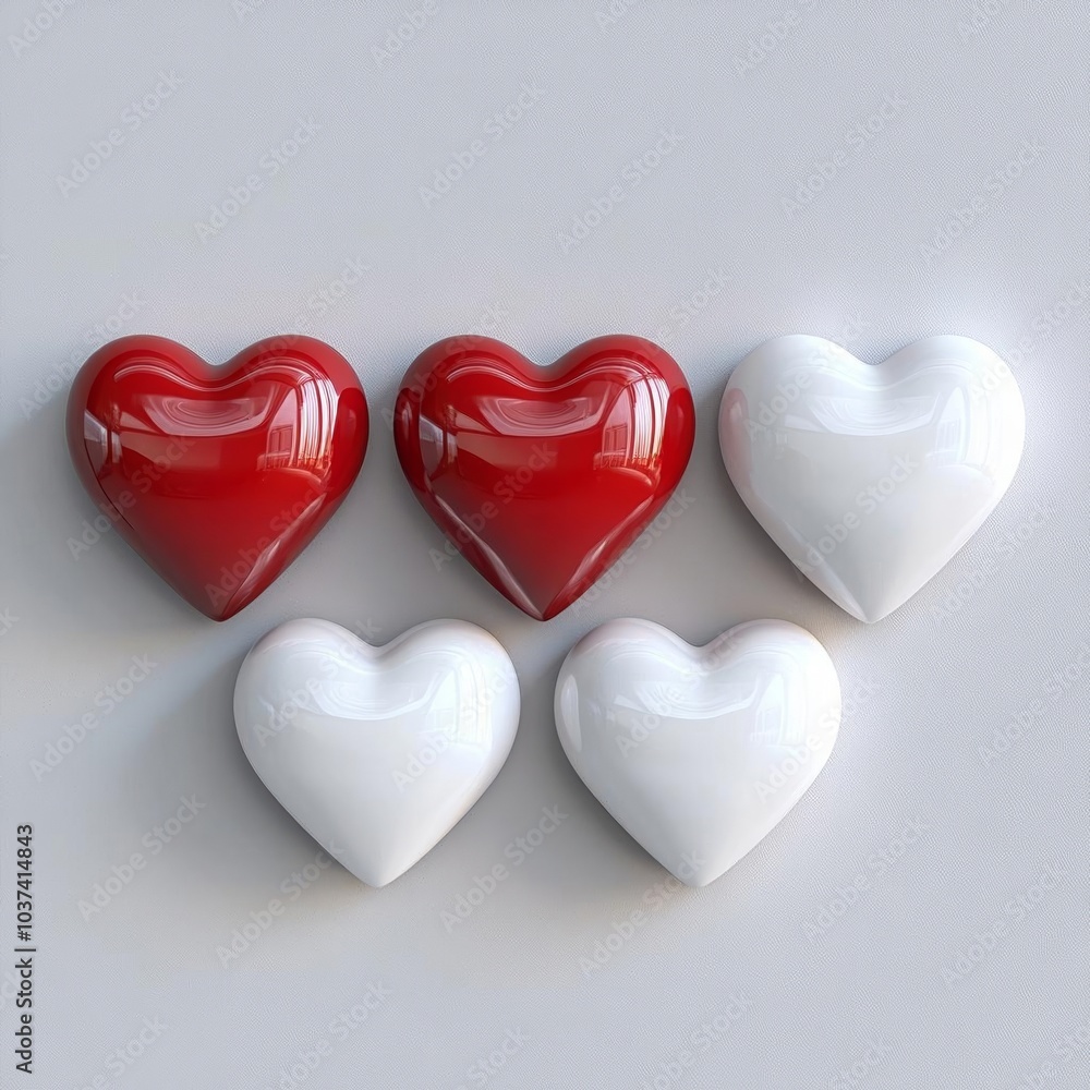 Colorful heart shapes, white isolated background Colorful heart shapes, white isolated background