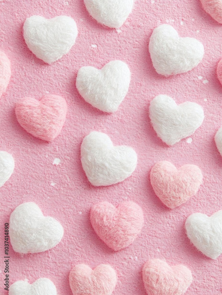Colorful heart-shaped candies on pink background Colorful heart-shaped candies on pink background