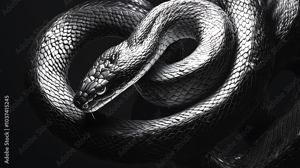 Fototapeta premium Black and White Snake Close Up