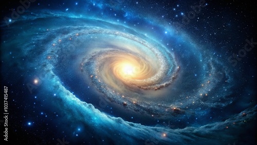 Vintage Style Blue Spiral Galaxy with Retro Aesthetic and Cosmic Wonders for Space Enthusiasts