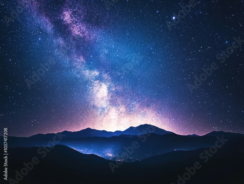 Wallpaper Mural milky way and stars galaxy shining over mountain, galaxy universe landscape Torontodigital.ca