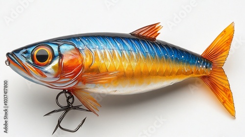 A colorful fishing lure designed to attract fish. photo