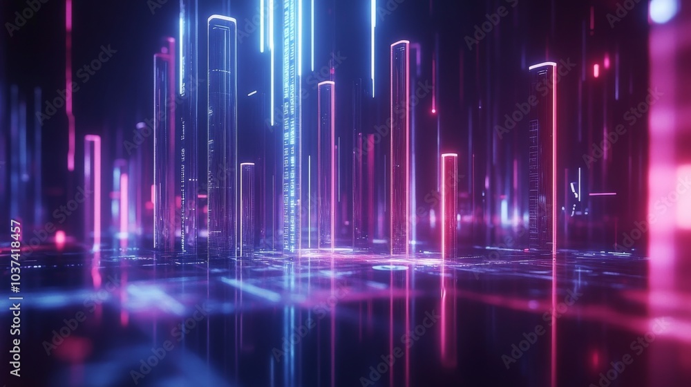 Futuristic Neon Cityscape with Glowing Lights Futuristic Neon Cityscape with Glowing Lights