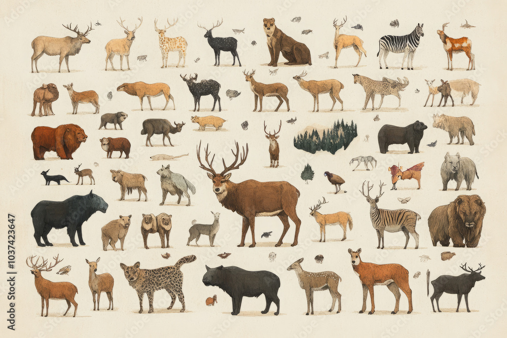 Fototapeta premium A Journey Through Animal Illustration: Captivating Art and Designs