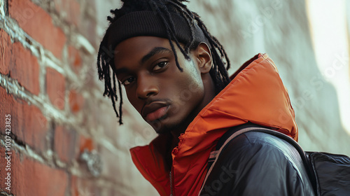 A modern portrait of a person in urban streetwear, capturing contemporary fashion and style.