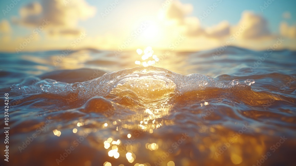 Φωτογραφία Golden sunlight dances on water as gentle waves roll towards the shore at sunset