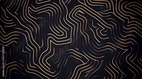 Abstract Gold and Black Swirling Lines Pattern Background