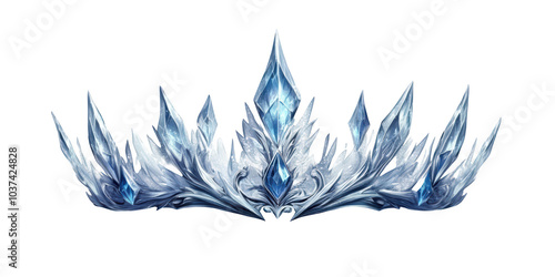 Ice Crown with Crystal Shards and Frosted Design PNG isolated on transparent background, white background
