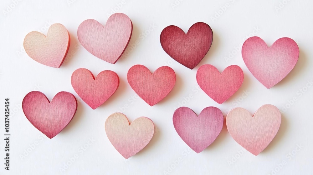 Colorful paper hearts on white background Colorful paper hearts on white background