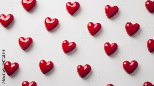 Red hearts on white background.