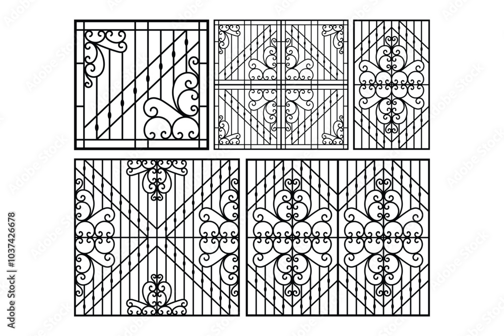 Obraz premium Iron window grill design vector template