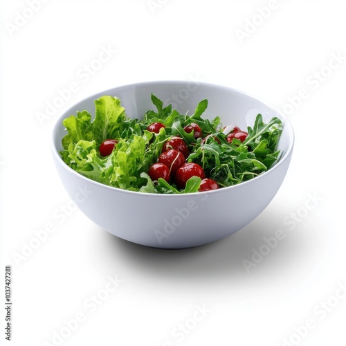 Fresh Salad in White Bowl on Minimalist Background