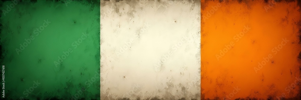 Saint Patrick's Day background featuring the Irish flag, vintage style, festive design, copy space Saint Patrick's Day background featuring the Irish flag, vintage style, festive design, copy space
