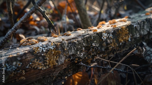 Close-up of a Log with Fungi