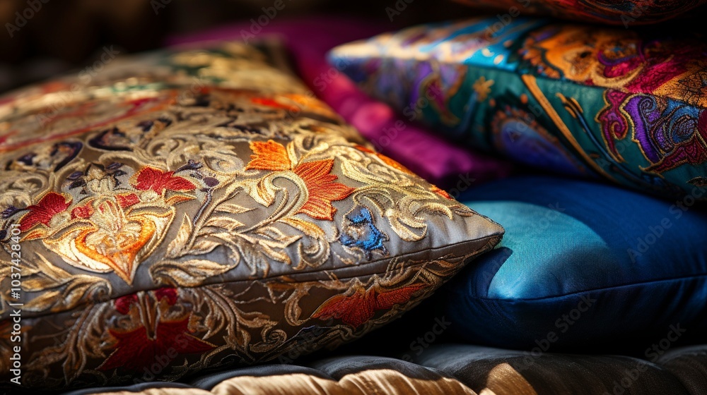 A photo of a detailed shot of decorative pillow A photo of a detailed shot of decorative pillow