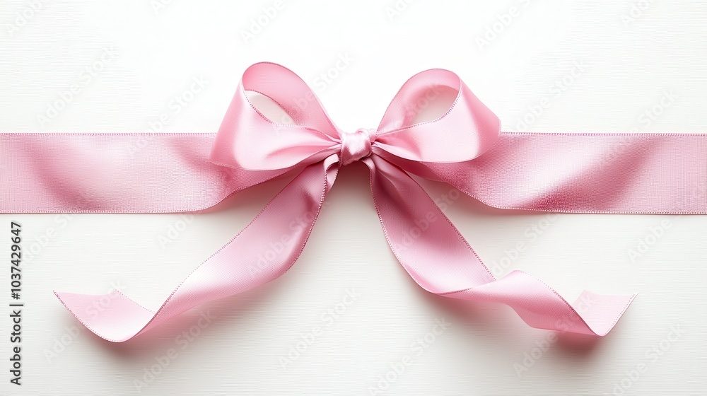 Elegant double pink ribbon overlapping in a beautiful bow on a pale background, symbolizing femininity and celebration Elegant double pink ribbon overlapping in a beautiful bow on a pale background, symbolizing femininity and celebration